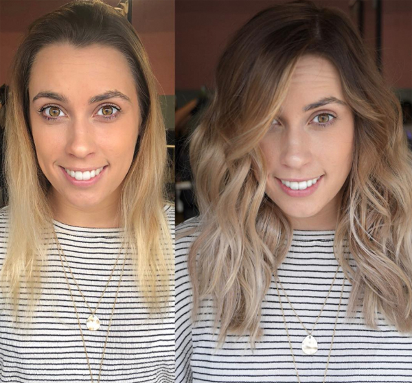 before and after tape-in extensions transformation great lengths extensions