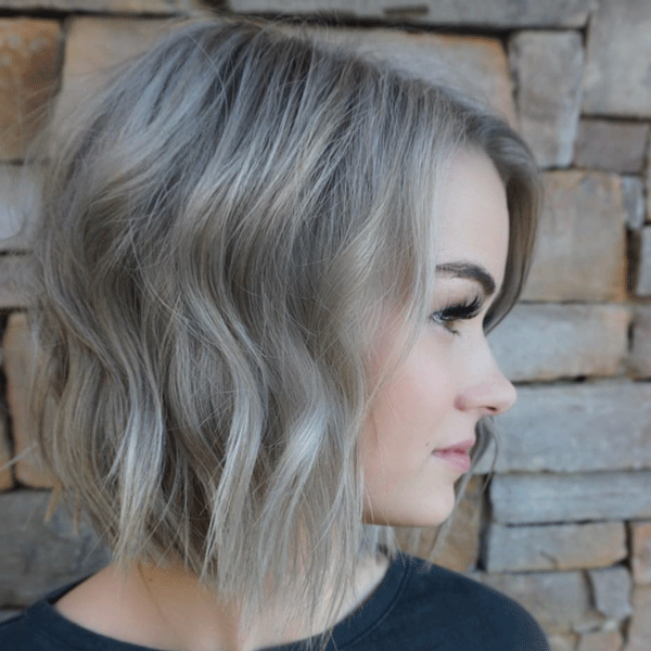 lobs, ashy blonde, short hair, beach waves 