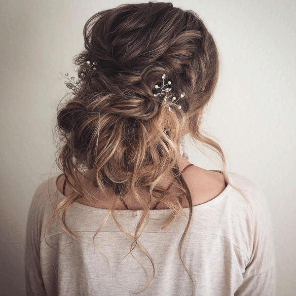 bridal, updo, brunette