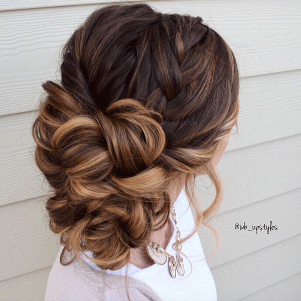bridal, braids, brunette