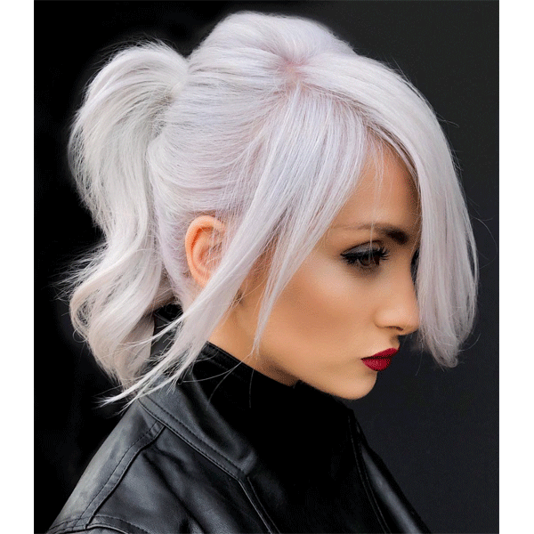 platinum, ponytail, blonde