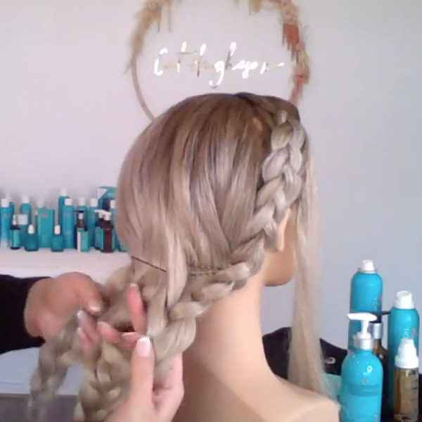 semi halo braid how to tutorial @cathughesxo moroccanoil styling bridal hair trends