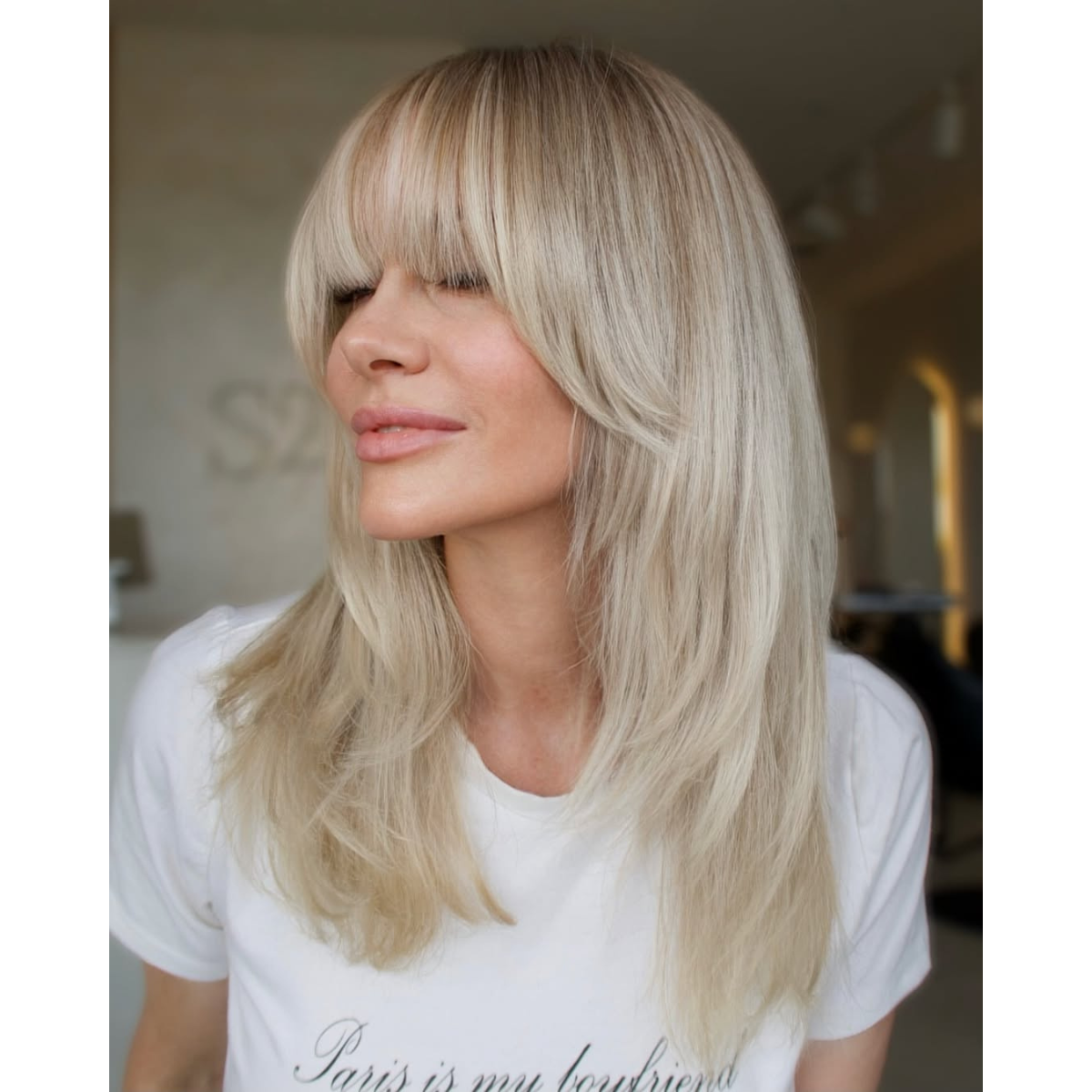 bright blonde shag