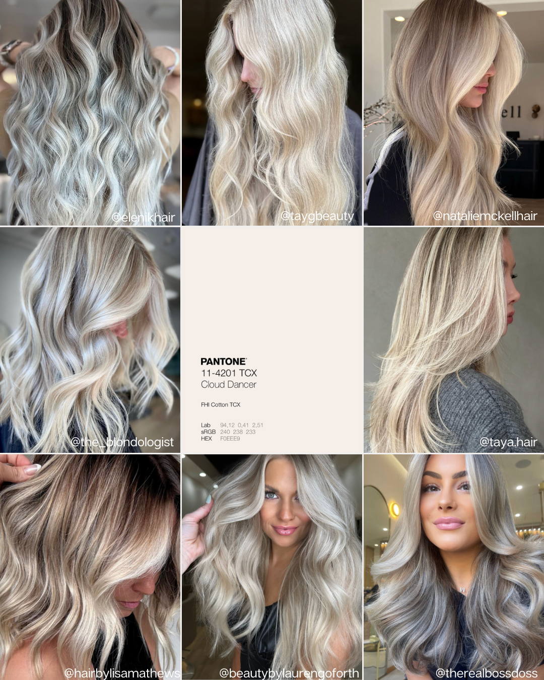 pantone cloud dancer hair