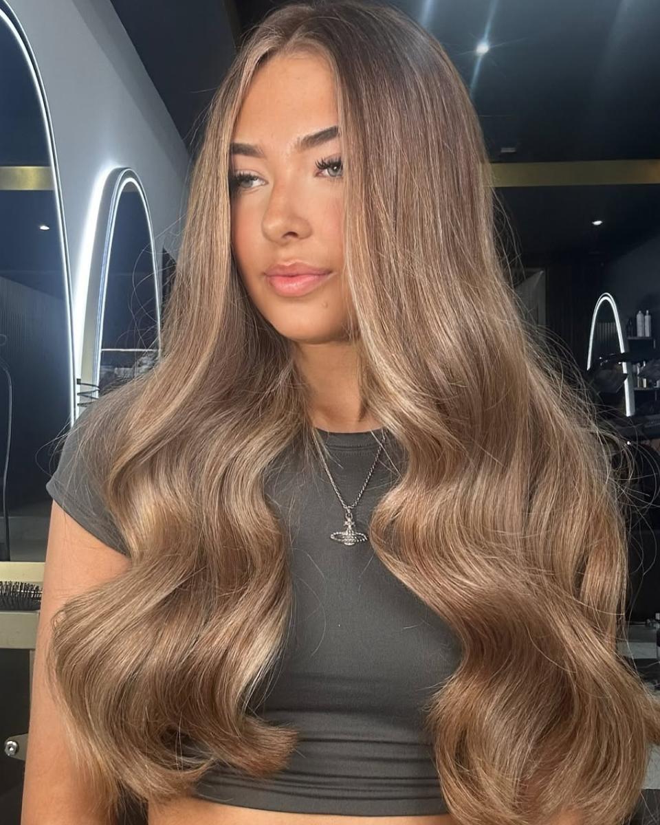 brown butter blonde glossy waves