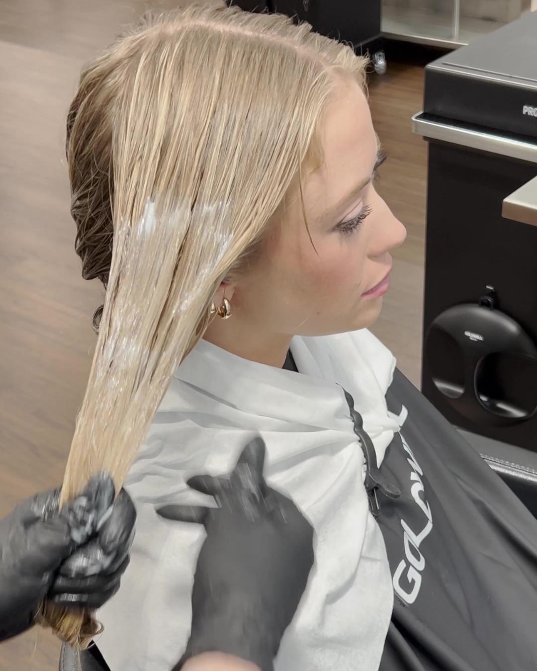client with color on mids to ends Photo courtesy of Krysten-Ashley Garrod (@kahairstylist)