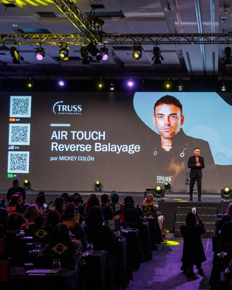 TRUSS Global Ambassador Mickey Colón presents his Air Touch and Reverse Balayage class on the main stage.
