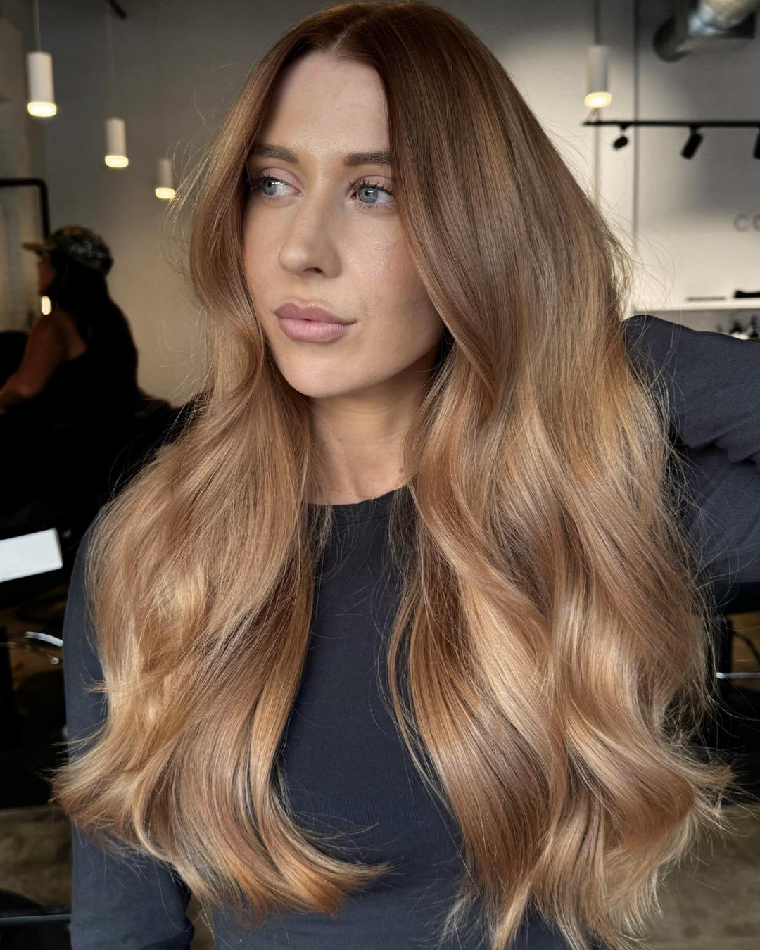 strawberry beige shiny dimensional waves Photo Credit Instagram via @jamirayburghair