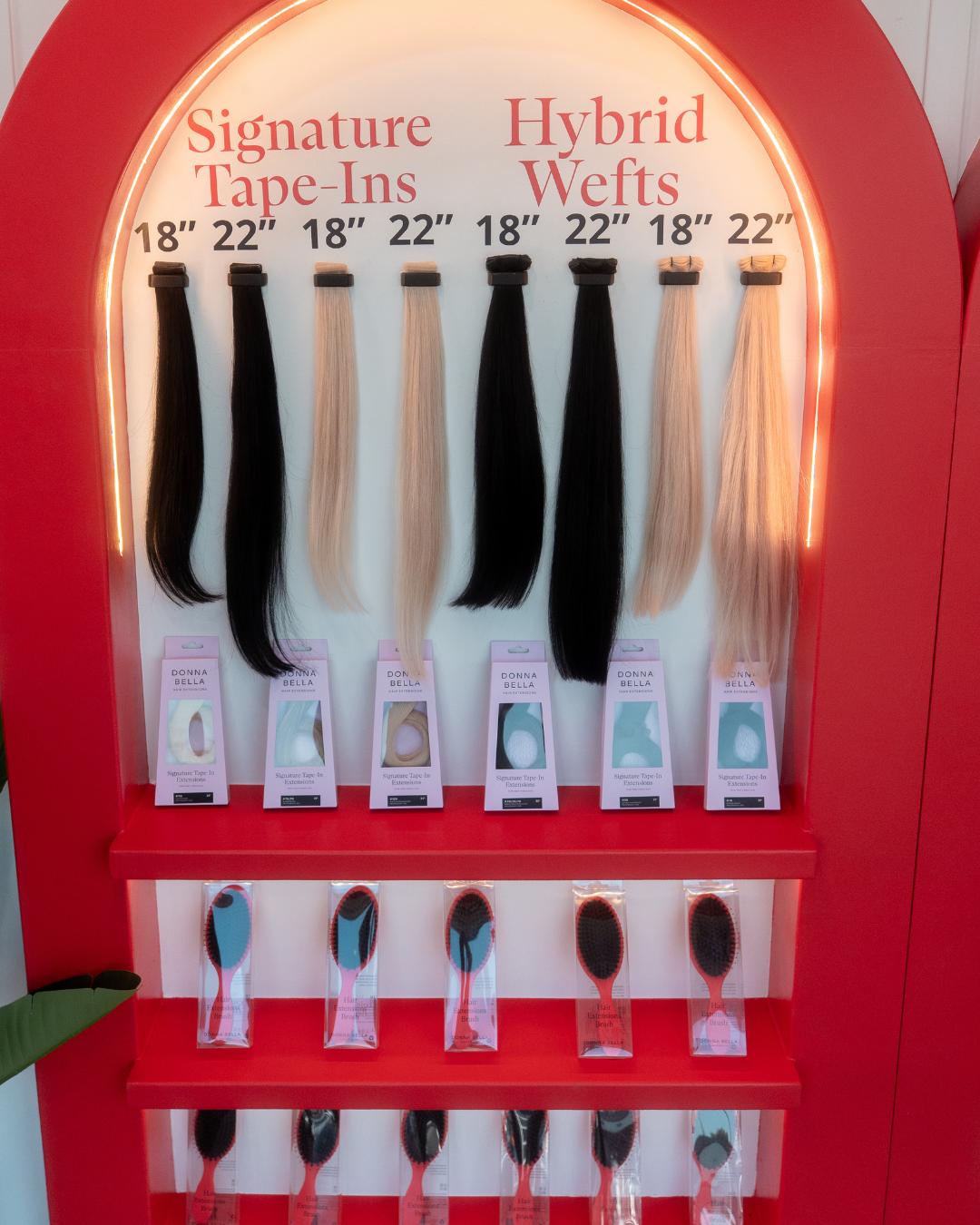 wefts on display Photo courtesy of Donna Bella Hair®