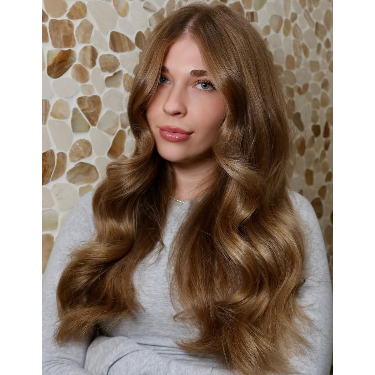 brown butter blonde waves on long hair