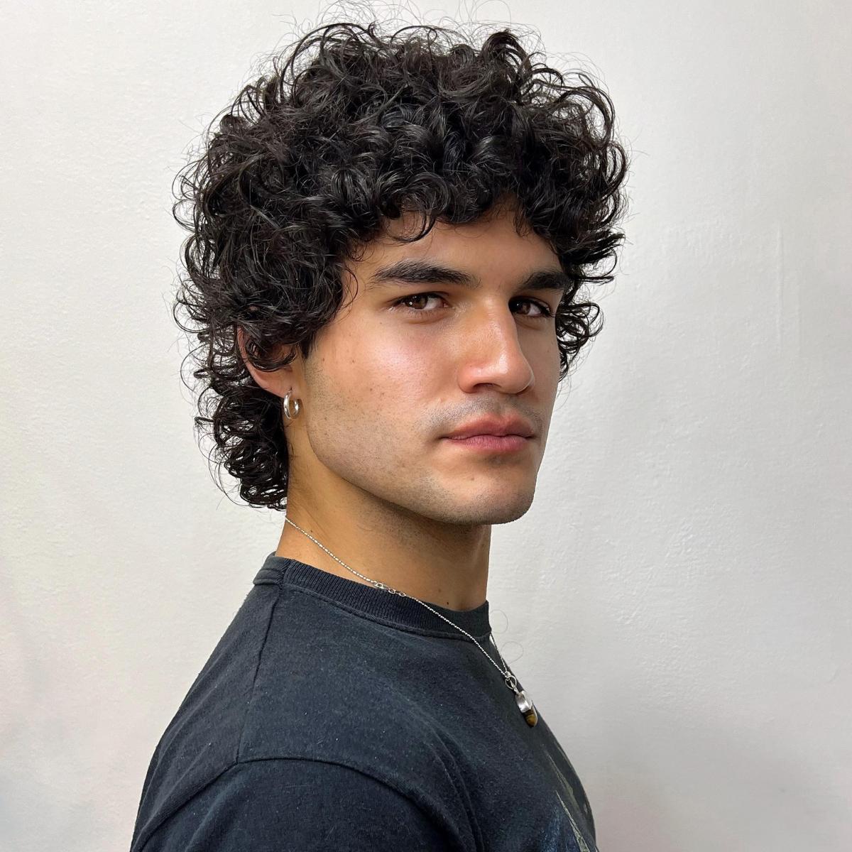 mens hair trends mod cut black curls