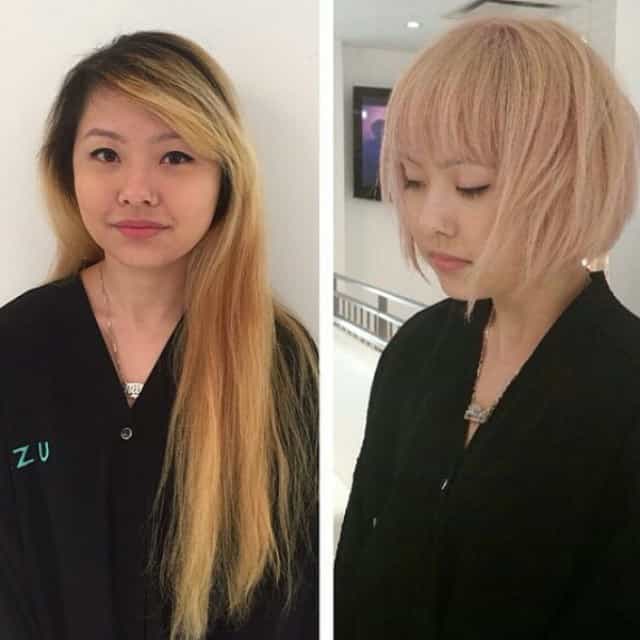 Rose Gold Blonde Transformation Before and After