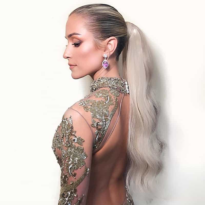 Kristin Cavallari Blonde Ponytail Golden Globes 2019 Color Formulas and Style Steps Justine Marjan