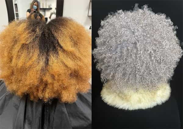Emma Mendez @emmys_style Color Correction Transformation Brassy Blorange Silver Gray Curls Curly Hair Textured Hair
