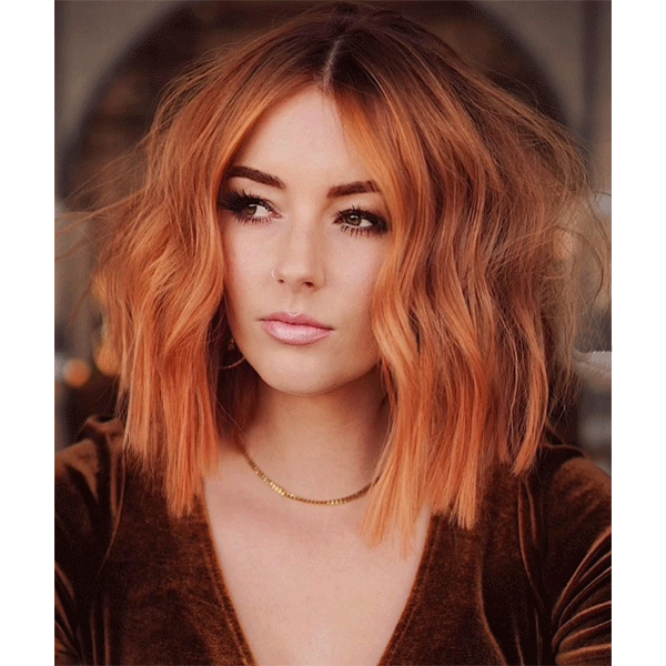 peach ginger balayage