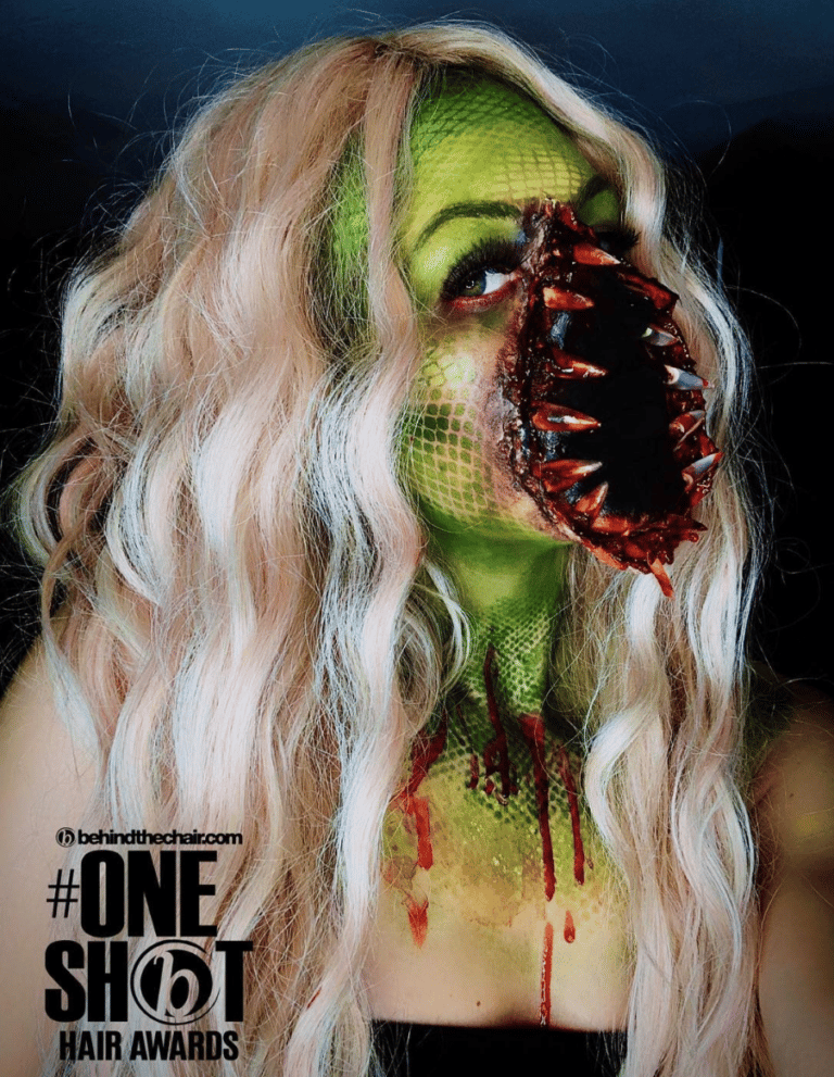 Special Effects Makeup winner entry by hairstylist @beautybypaigexo for the 2022 #ONESHOT Hair Awards Hot Shot