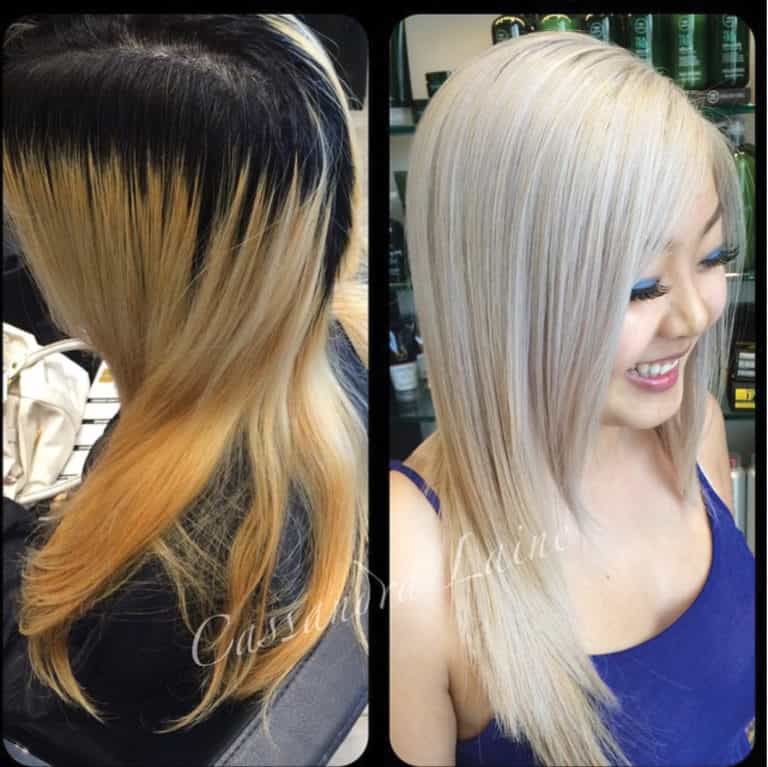 Transformation winner entry by hairstylist @cassandraplatinum for the 2015 #ONESHOT Hair Awards Hot Shot
