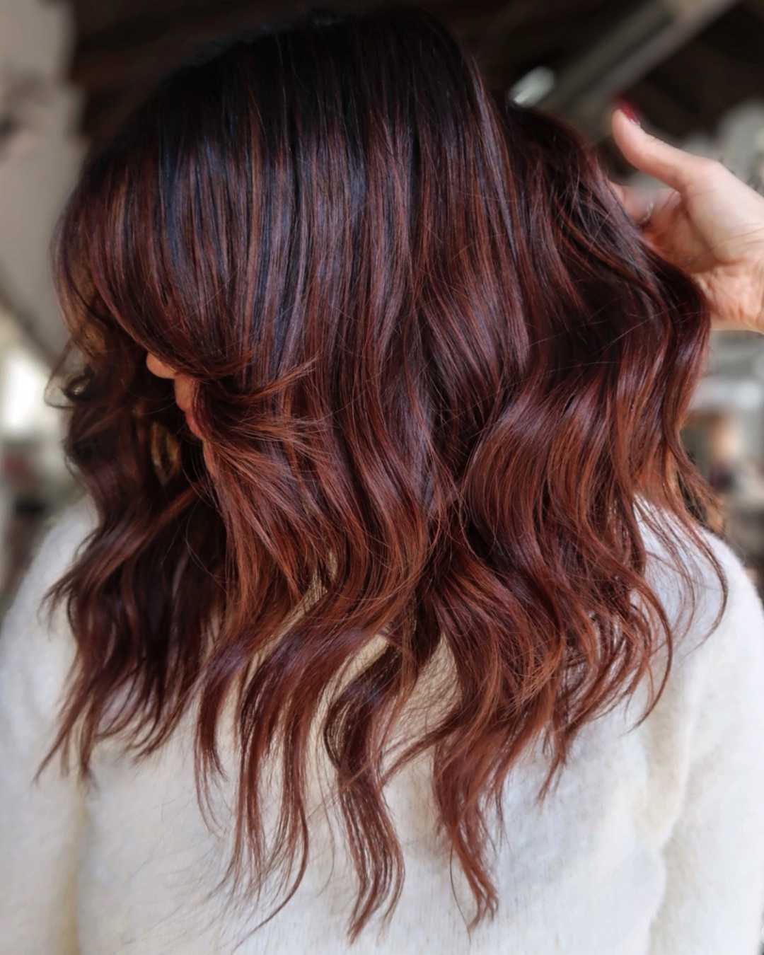 rich dimensional auburn with chocolate Photo Credit Instagram via @larisadoll
