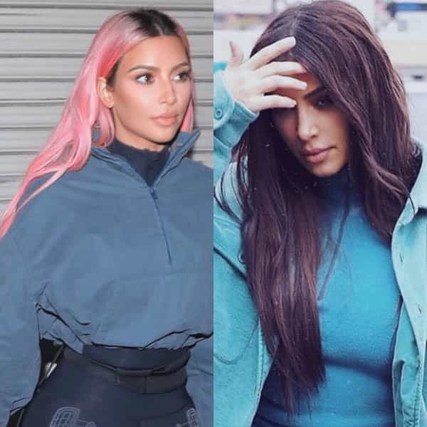 kim-kardashian-celebrity-transformation-pastel-pink-bleach-platinum-brunette-chris-appleton-cassondra-kaeding-redken