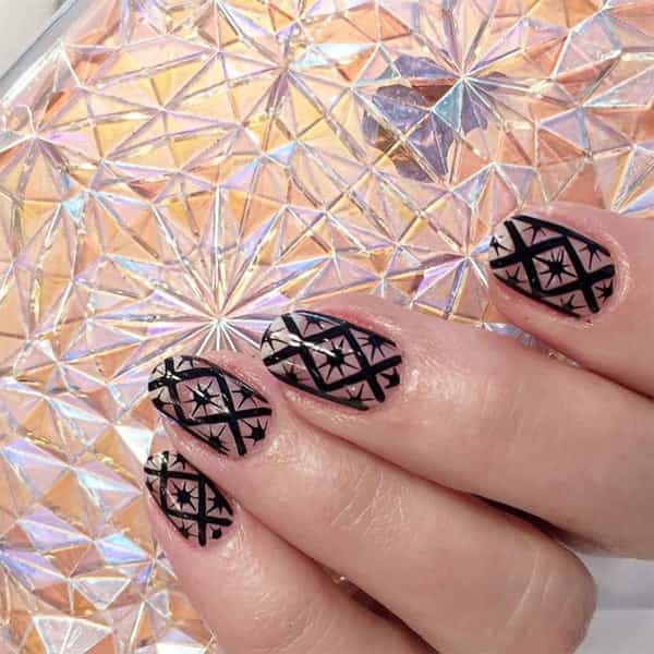 winter nail art cnd shellac luxe black pool
