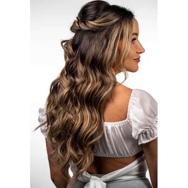 Boho Half Up Twisted Bridal Style With Hotheads Tape In Extensions How To Step By Step Chanel Munoz