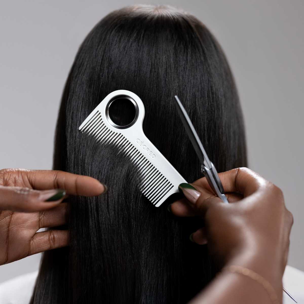 cecred comb brushing silky black hair