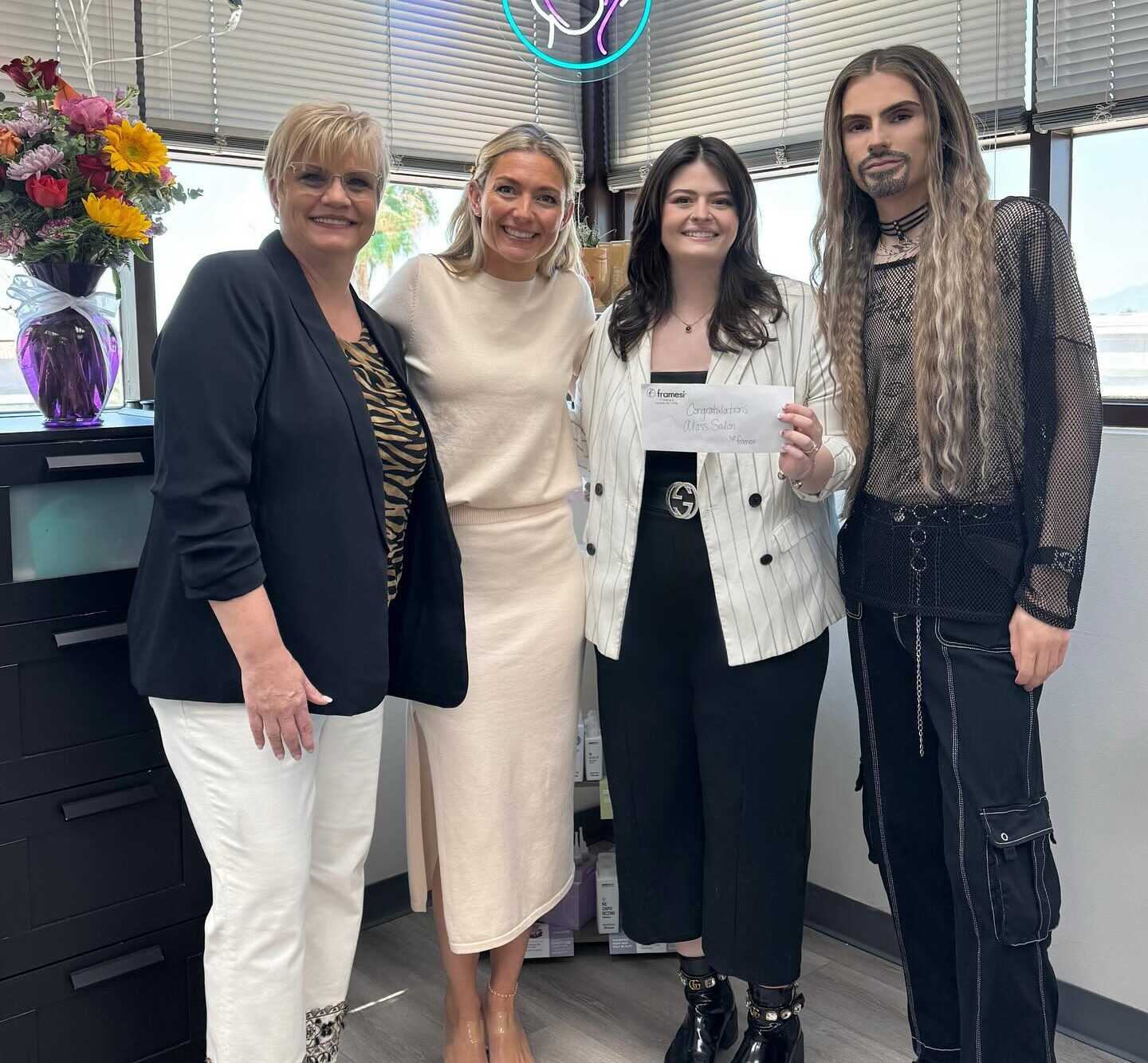 AlassSalon2 (L to R Lynette Alm, Zoe Katawczik (framesi) Shanna Simoncini, Andrew Acker)