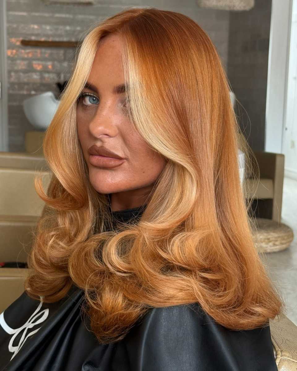 copper curls with blonde moneypiece Photo Credit Instagram via @imogenrosehair