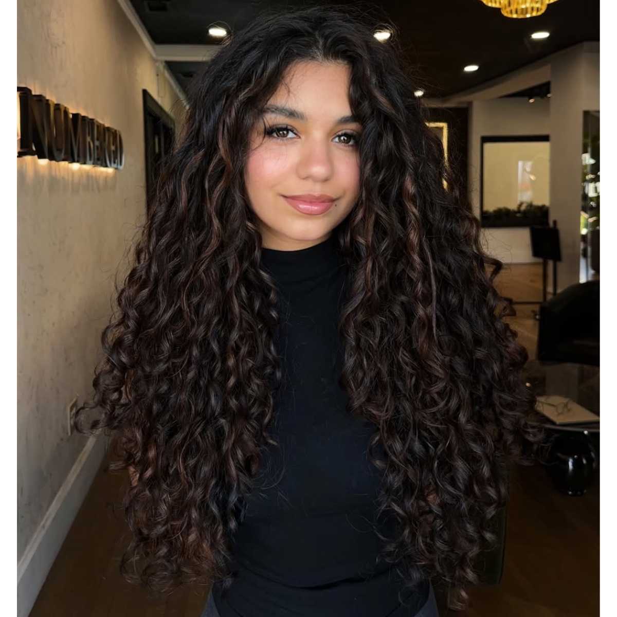 rich chocolate gloss on curls