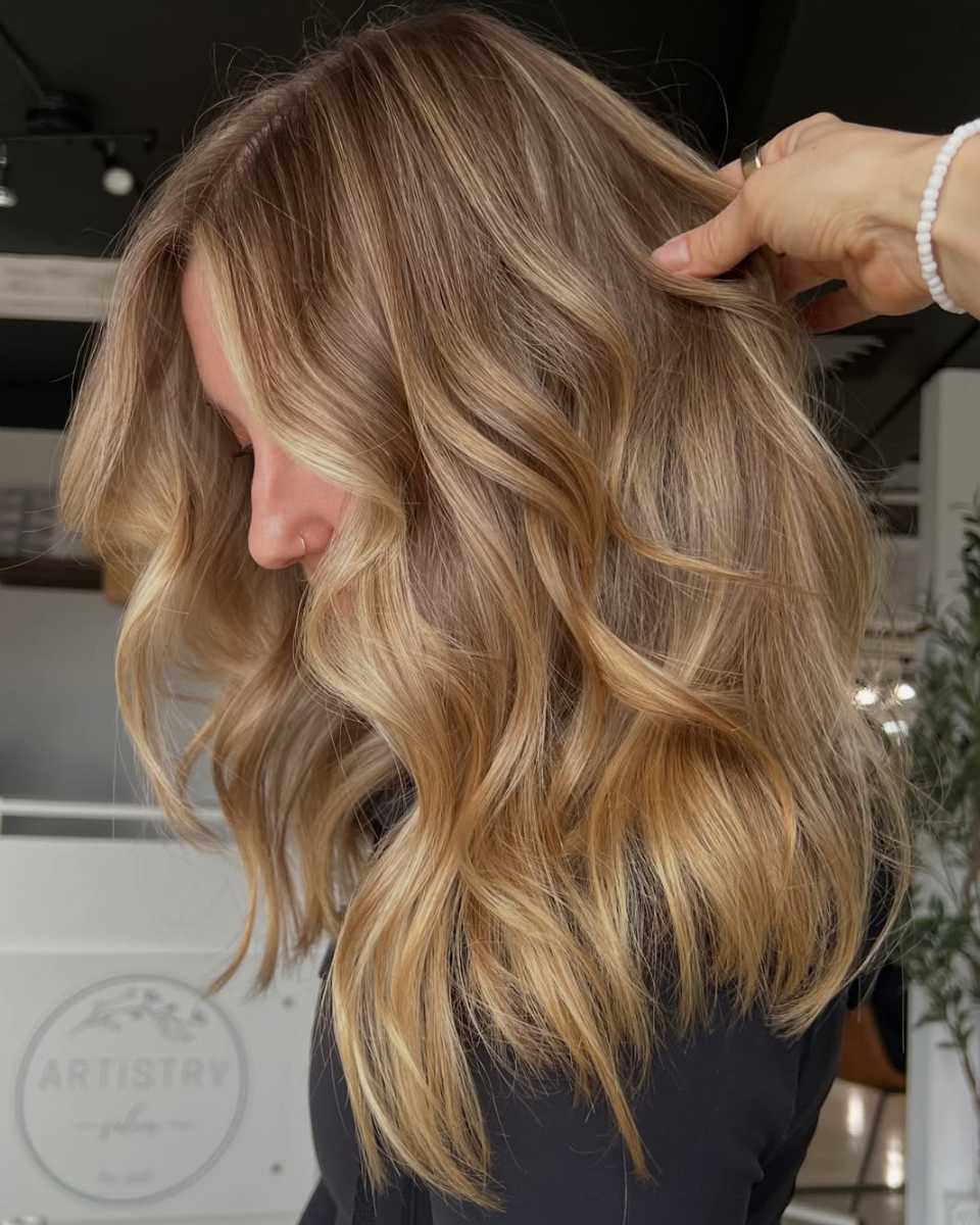 brown butter blonde formula side view dimensional waves
