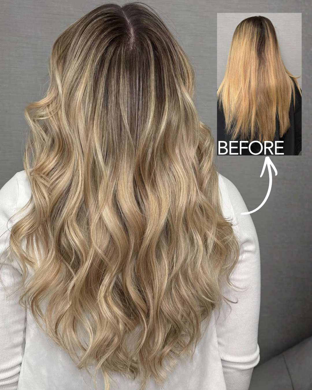 before with long regrowth and dark roots with after Photo courtesy of ULTA Beauty