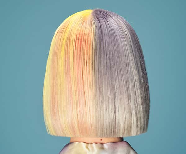 Aloxxi How To Two Toned Haircolor Step By Step Orange Red Yellow Blue Purple Pastel Unconventional Color Melt Cool Toned Warm Toned