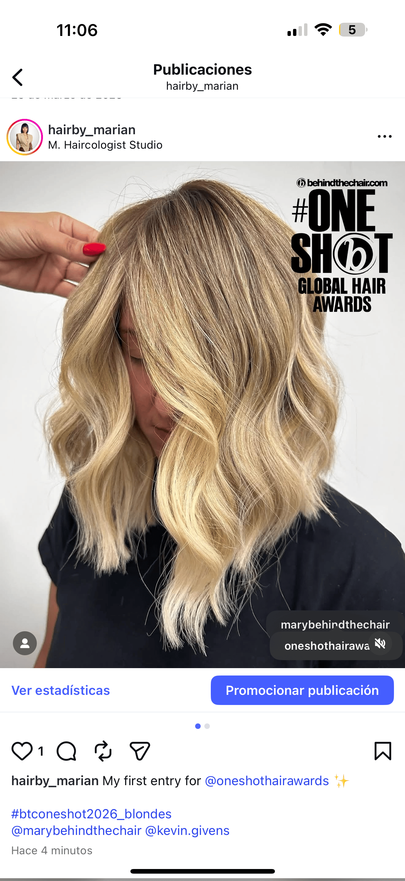 Marian Albizu — Blondes ONESHOT Hair Awards entry