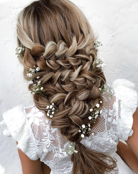blonde, bridal, braids