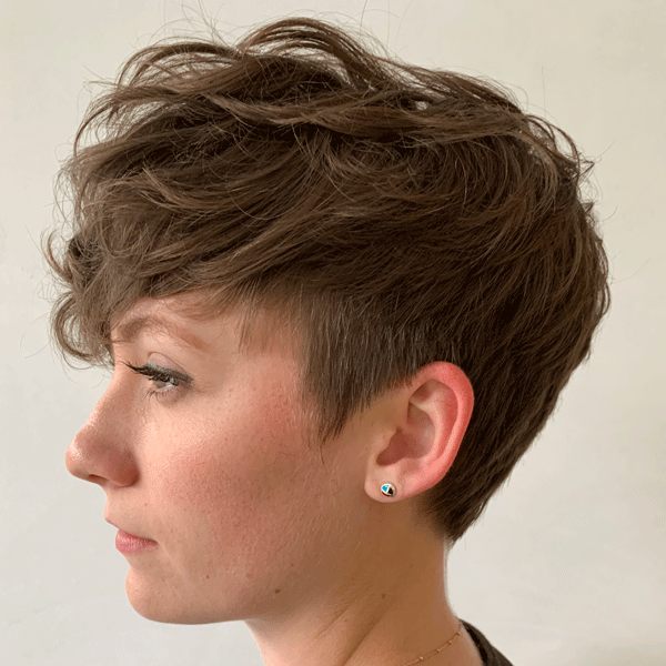 short cut, pixie cut, short hair, brunette