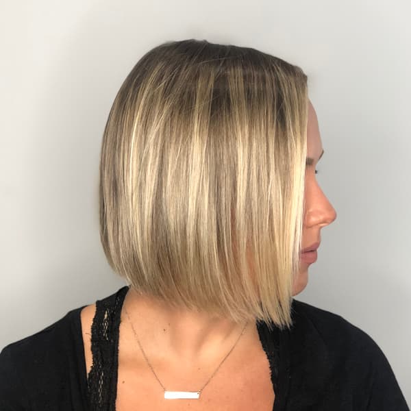 fuller-looking bob using hairtalk® tape-in extensions before shot