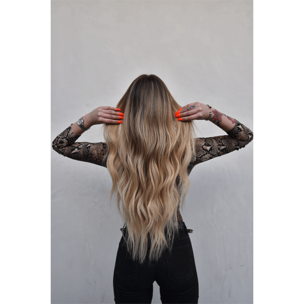 extensions, blonde, after