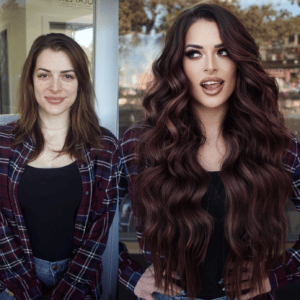 rich chocolate extensions transformation brunette hair